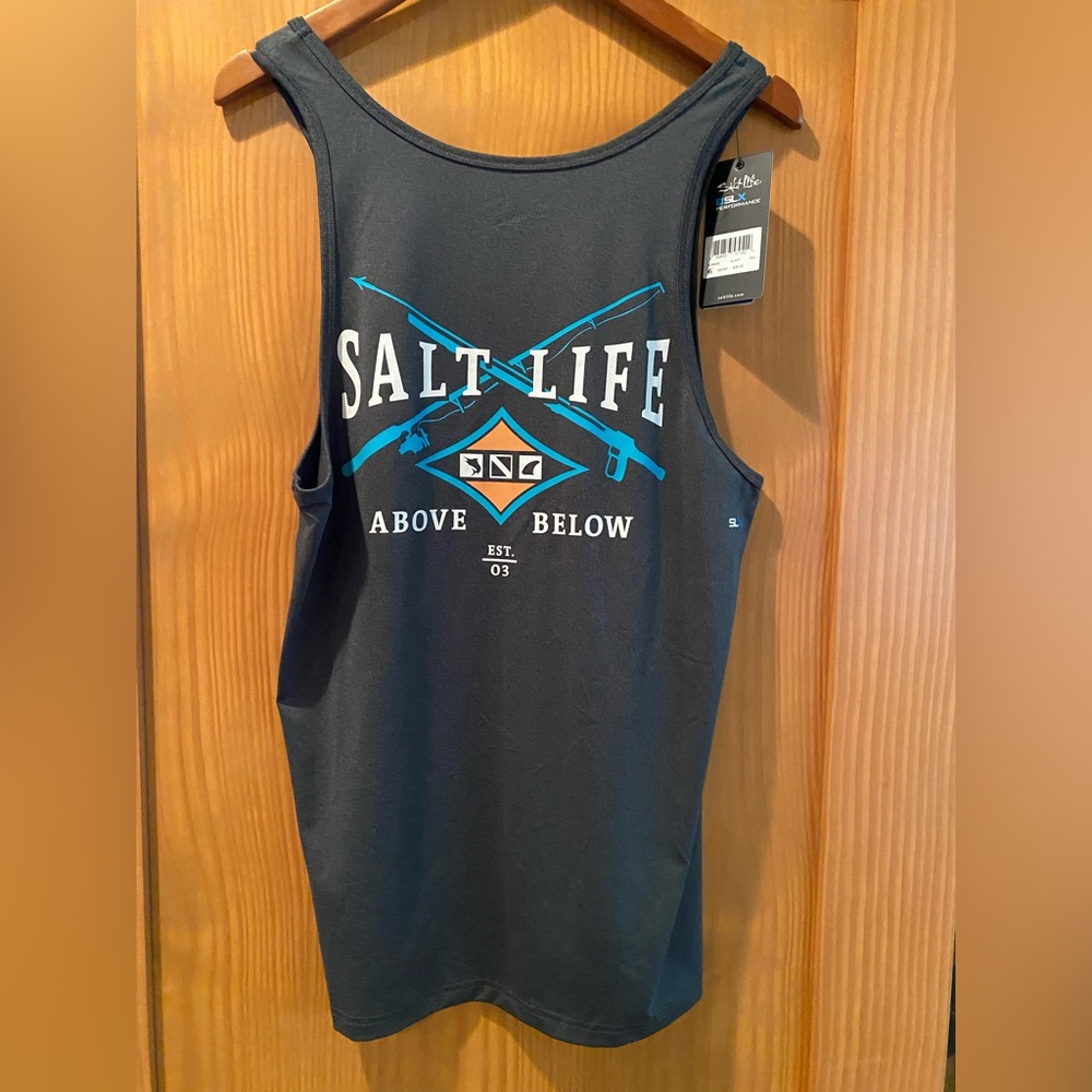 Salt Life Men’s Dark Gray Above Below (Drifit) SLX Tank Top NWT Size S